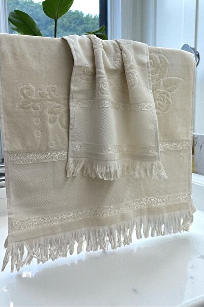 HAVLULAND GONCA ETAMİN İŞLEMELİK ANALI KIZLI HAVLU SETİ BÜYÜK 50X90 CM KÜÇÜK ...