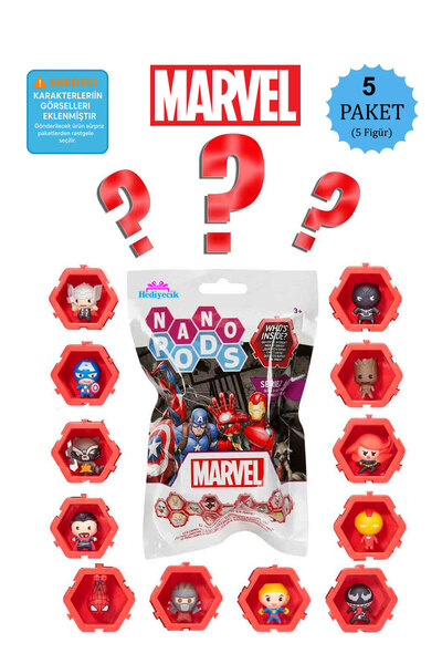 hediyecik حزمة شخصيات مارفل الأصلية للبطل الخارق نانو بودز (5 عبوات)