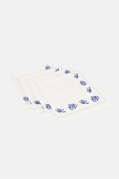 Catherine Malandrino 4 Pieces Graphic Print Cotton Napkins, White