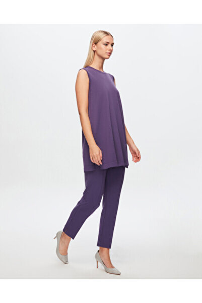 MISS DALIDA T24Y-7000 Dar Paça Triko Pantolon 1289-PURPLE