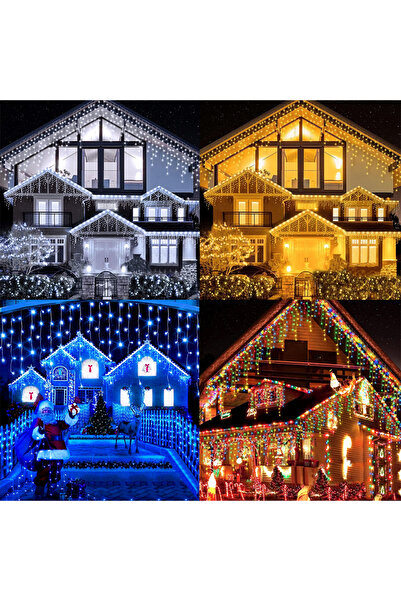 OEM Instalație Crăciun, franjuri cu flash tip țurțuri fir gros, exterior alb ...