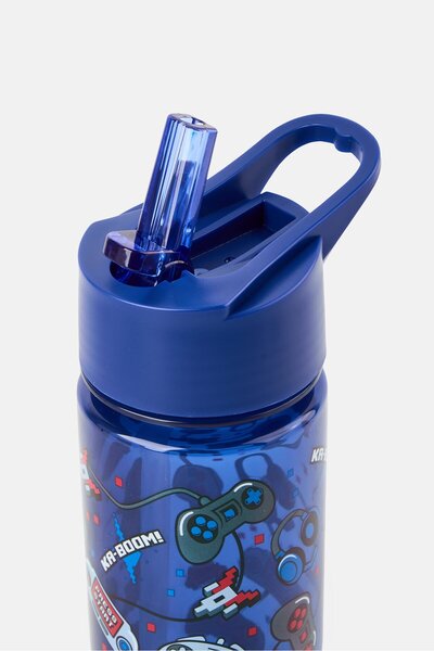 Joe Boxer زجاجة مياه للأطفال بطبعة جرافيكية سعة 350 مل، لون أزرق