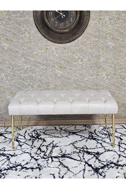 ZAFİR Gold Tel Ayaklı 90 cm Puf Bench - Puf - Bench - Kasalı Oturak - Oturak - Yatak Ucu Puf