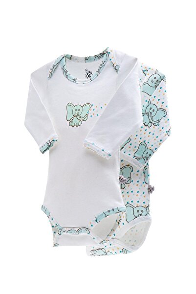 Ecocotton Borneo 2'li Bebek Zıbın Uzun Kollu %100 Organik Pamuk Penye Baskılı...