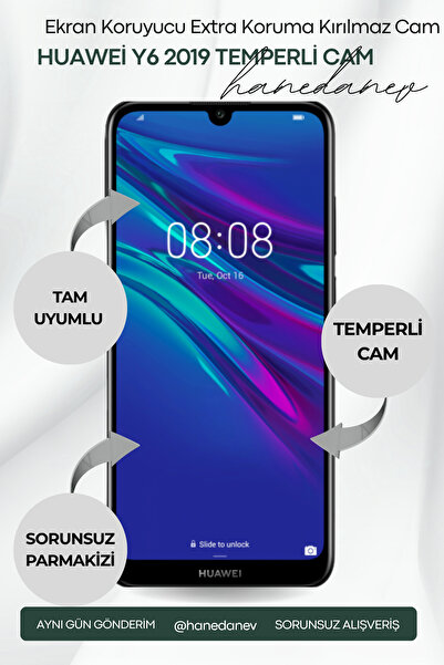 Hanedanev Huawei Y6 2019 Temperli Cam Ekran Koruyucu Extra Koruma Kırılmaz Cam