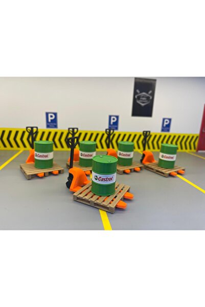 FMK HOBBY 1.24 Scale Diorama Set Includes Pallet Truck, Barrel and Pallet, 5 Pieces (15 Items Are Sent)