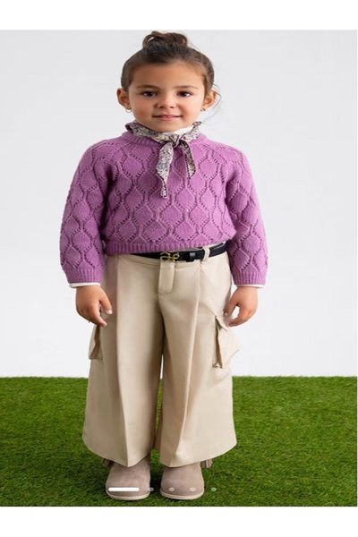 Abel & Lula Abel&Lula Kız Çocuk Kargo Pantolon - Krem