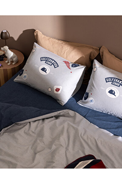 Madame Coco Ruben Double Size 100% Cotton Ranforce Printed Duvet Cover Set - Gray