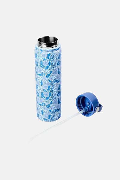 LUCKY BRAND زجاجة معزولة مزدوجة الجدار مزينة بالزهور، سعة 650 مل، متعددة الألوان