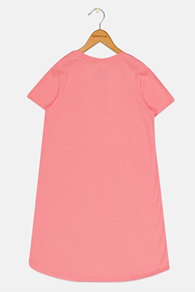 Zivame Kids Girl Graphic Print Short Sleeve Night Dress, Pink