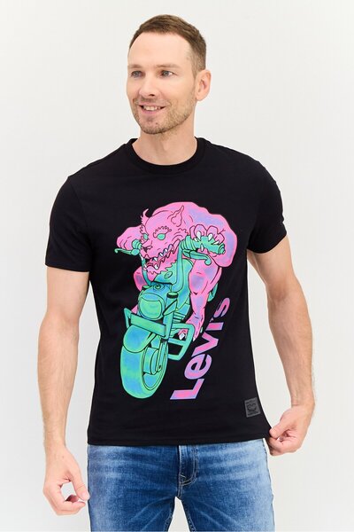 Levi's Men Crew Neck Graphic Print Short Sleeves T-Shirt, Black