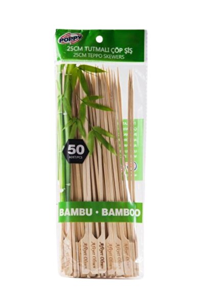 Poppy 25 cm Afiyet Olsun Yassı Çöp Şiş 100'lü