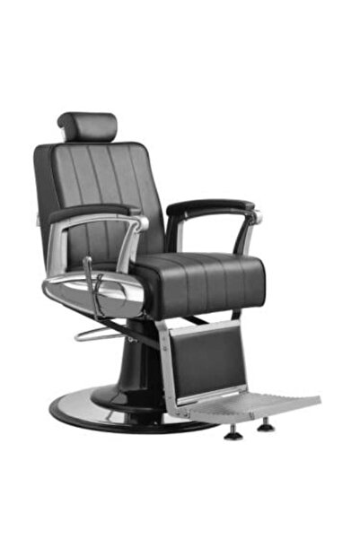 Salon System كرسي حلاقة رجالي أسود مع معدن فضي - 5266
