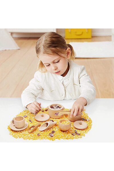 OEM Sensory Toy Set with Bowls and Spoon, Montessori Waldorf, Wood