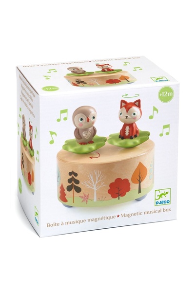djeco Magnetic music box with owl and fox, for Girls ages 0 - 1, 1 - 3, 3 - 6
