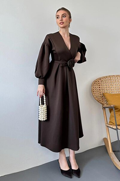 Elbee Fashion Woman Φόρεμα κατάδυσης με λεπτομέρεια ροζ χρώματος
