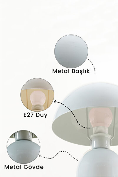 Marrien Luna Lampshade | Gray Metal Body - 25 cm - Living Room & Bedroom & Hall Lighting