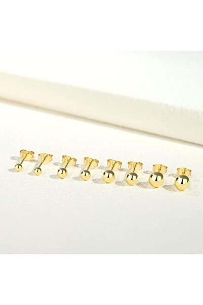 ASİL SİLVER ONLİNE 925 Ayar Gümüş 4 Çift (8 Adet) Top Küre Unisex Pimli Küpe