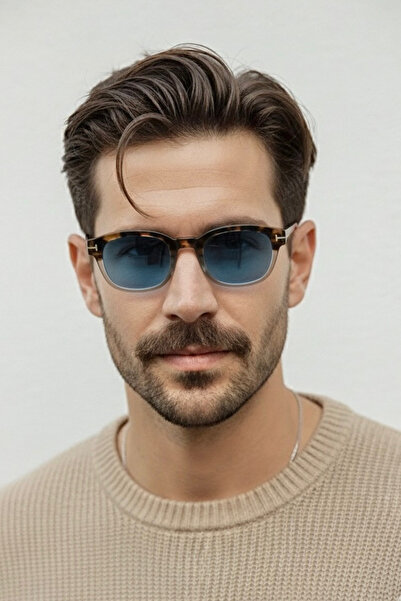 REN EYEWEAR Azure Blue Glass Acetate Frame Men's Sunglasses Uv400 Protection Premium Series