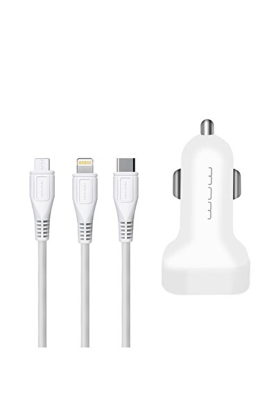 Bibilel Φορτιστής Αυτοκινήτου 2A 2USB Καλώδιο Type-C WUW-T22 Flippy, Λευκό