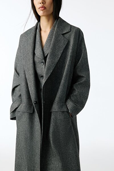 rue Oversize Midi Anthracite Coat