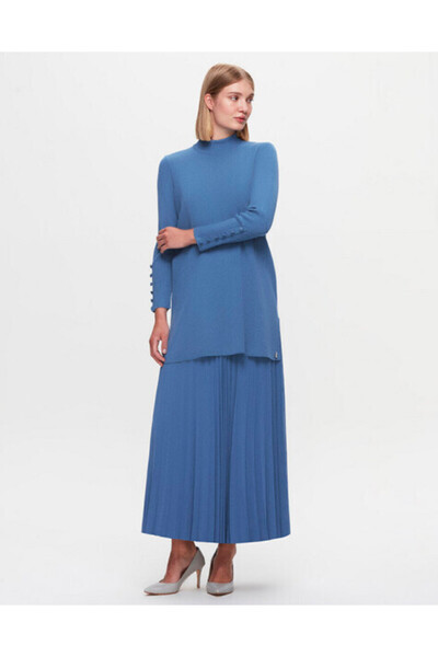 MISS DALIDA T25K-2000 Plisoley Düz Renk Etek PB15E-DARK BLUE