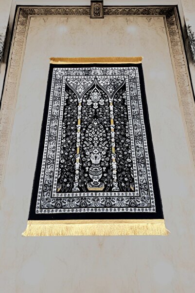 RAVZA HOMEE Altın Püsküllü Vazo Desen Kalın Seccade