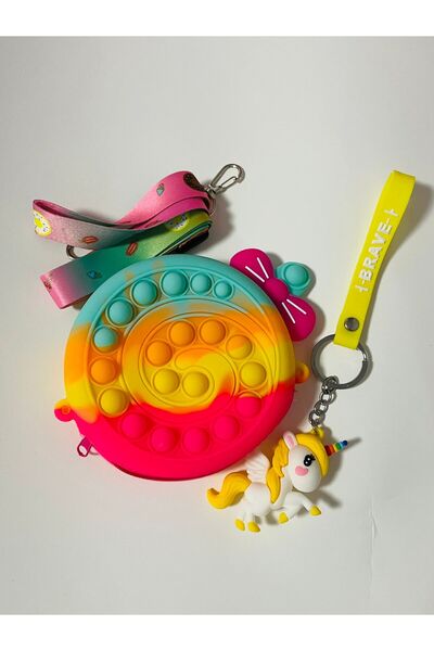 OEM Promo Geanta pop it acadea + Jucarie Breloc unicorn galben