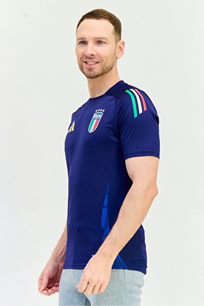 adidas Men Sportswear Fit Italia Figc Short Sleeve Training Jersey, Navy