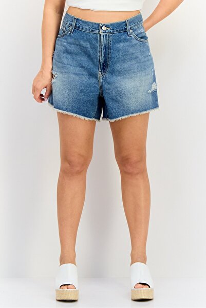 Levi's Women Distressed Denim 80s Mom Shorts, Blue