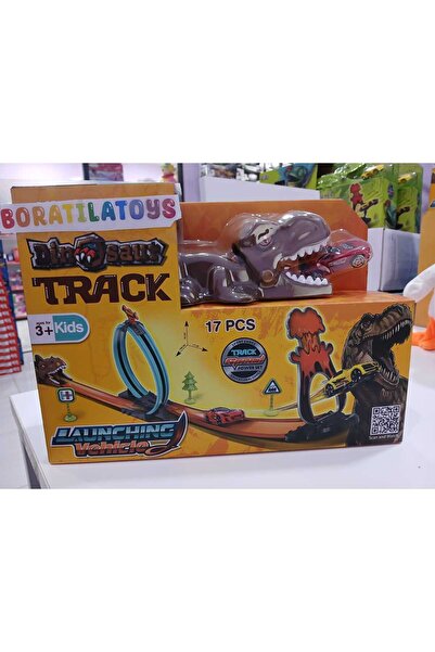 Boratila Toys 17 Piece Dinosaur Launching Ramp Car Set