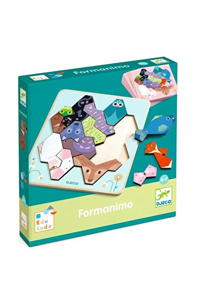 djeco Educational Game Geometry and Animals, for Boy, Girl age 3 - 6, 6 - 9