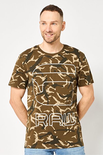 G-STAR RAW Men Crew Neck Short Sleeve Camouflage T-Shirt, Multicolor