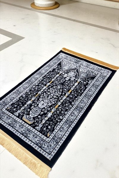 RAVZA HOMEE سجادة صلاة سميكة بنمط مزهرية ذهبية اللون