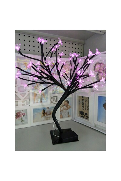 Bibilel Brad luminos decorativ cu baterii, 48 LED-uri - roz