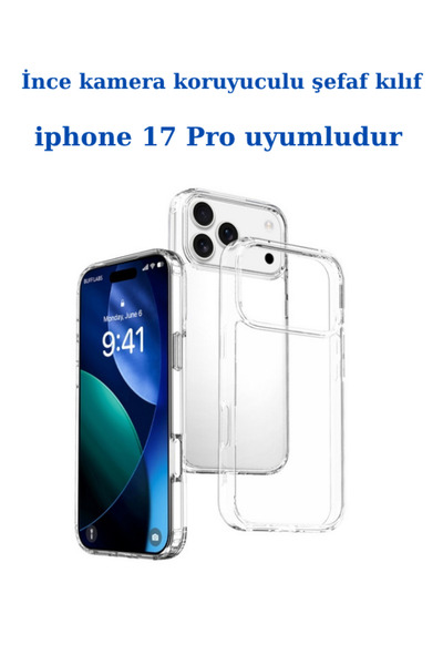 apple iphone 17 Pro Uyumlu Ince Şefaf Kamera Çerçeve Koruyucu Telefon Kılıfı