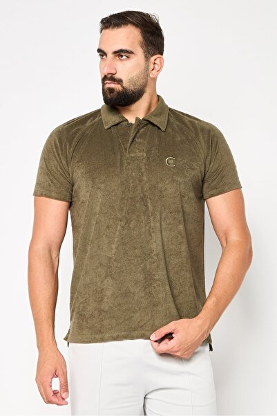 Cerruti 1881 Men Regular Fit Embroidered Logo Short Sleeves Polo Shirt, Dark Olive