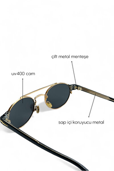 REN EYEWEAR Doré Premium Double Bridge Oval Sunglasses - Gold Metal Anti-Refle Uv400 Protection Premium Series