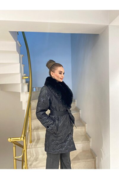 Icon Yaka Kürklü Kapitone Mont