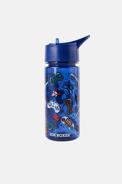 Joe Boxer زجاجة مياه للأطفال بطبعة جرافيكية سعة 350 مل، لون أزرق