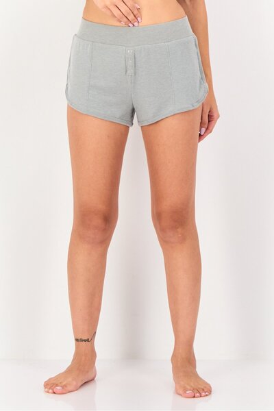 Forever 21 Women Textured Pull On Pyjama Shorts, Heather Grey