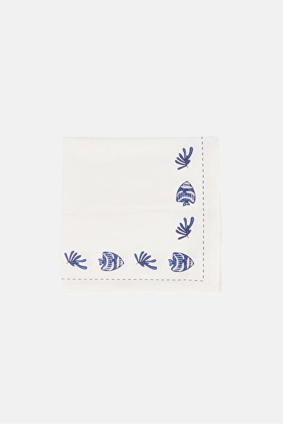 Catherine Malandrino 4 Pieces Graphic Print Cotton Napkins, White