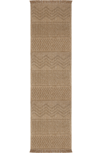 Cool Halı Mirage Kahverengi Bohem Yolluk Kabartmalı Geometrik Desen Kaymaz Ta...