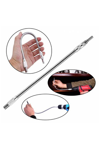 Rabelix Online Marketing 40 Cm Esnek Bükülebilir Matkap Uzatma Hortumu Metal Kör Nokta Vidalama 1/4 Bits Ucu