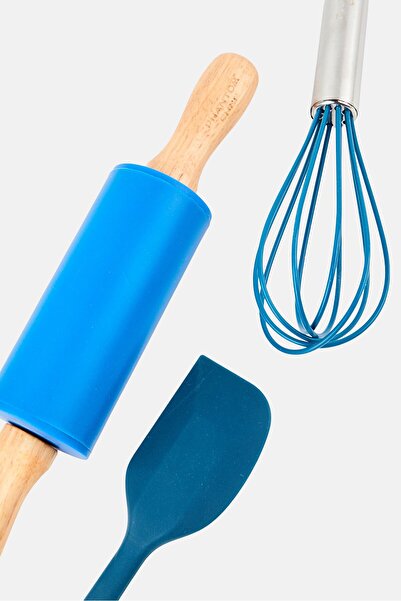 Phantom Chef 3 Pcs Silicone Spatula, Whisk And Rolling Pin Set, Multicolor