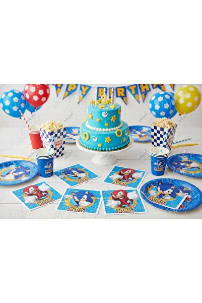 VELONZAL Sonic Temalı Kağıt Peçete-Doğum Günü,Parti,Kutlama Peçetesi-16'lı Paket