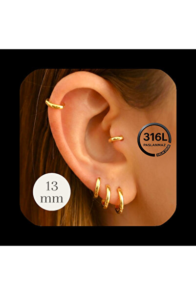 POKAK Surgical Steel Piercing Tragus Helix Rook Conch Lobe Cartilage Daith Cartilage Ring Earring - 2 Pcs