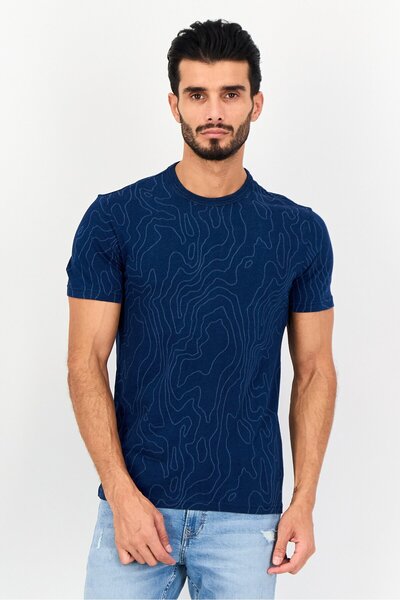 Levi's Men Crew Neck Short Sleeve Allover Print T-Shirt, Navy