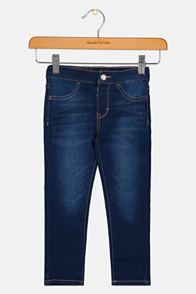 Levi's بنطال جينز ضيق سهل الارتداء مغسول للبنات الصغار، أزرق داكن