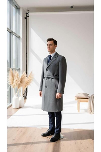 Salihtarzz Men's Smoked Belted Long Coat Sd42227